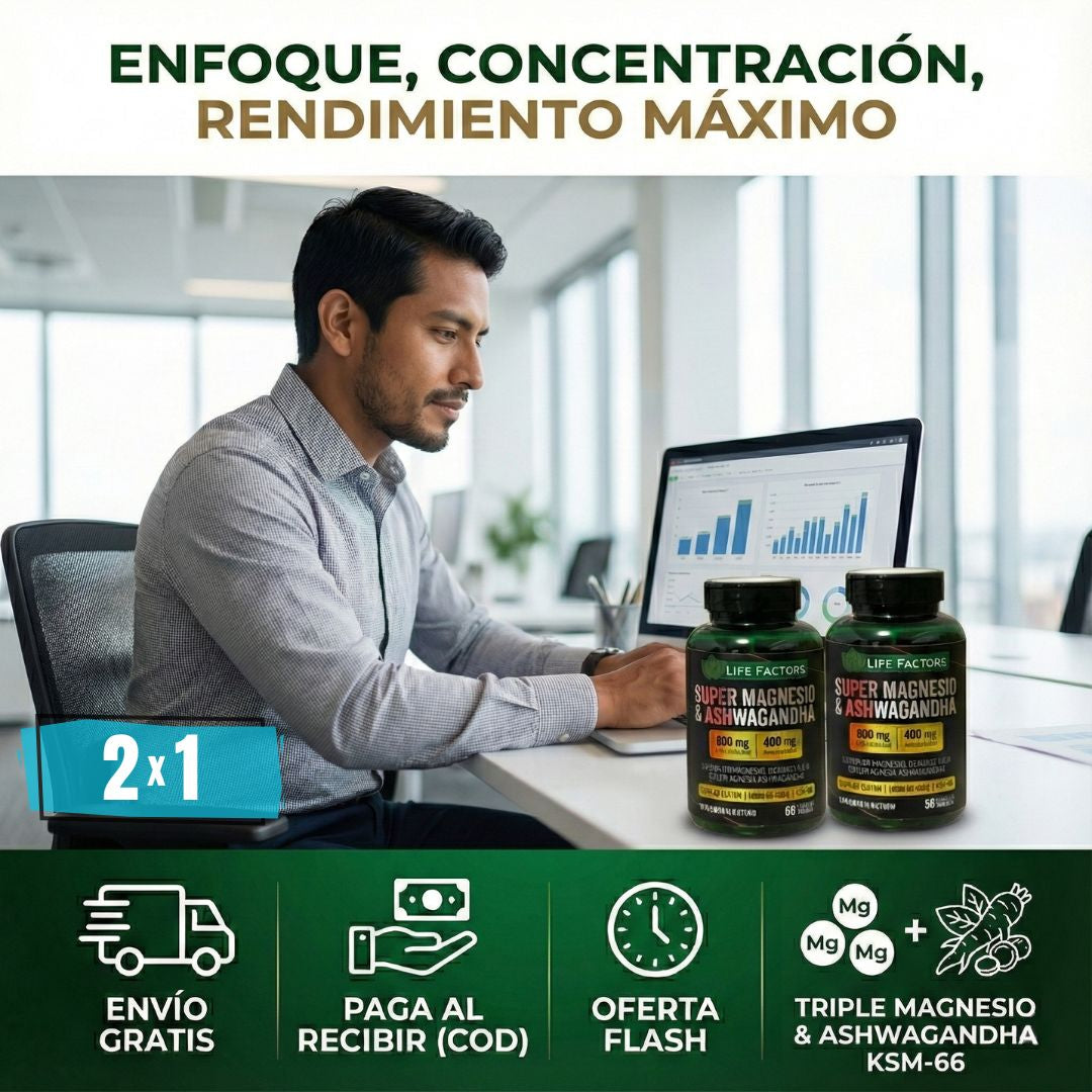 Super Magnesio & Ashwagandha – Complejo Mineral Y Herbal X 60 Cápsulas