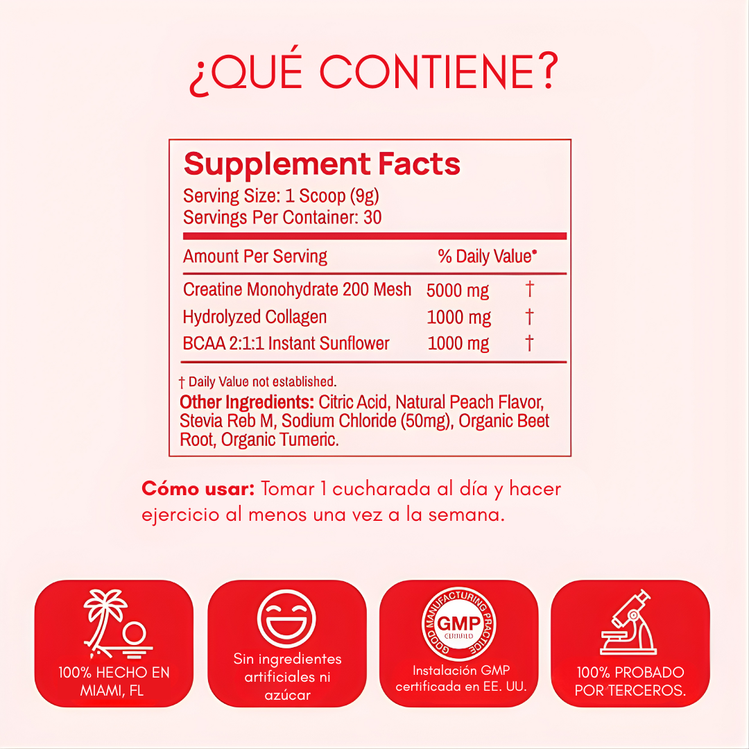 PEACH PERFECT CREATINE – Potencia tu rendimiento físico con la fuerza de la creatina