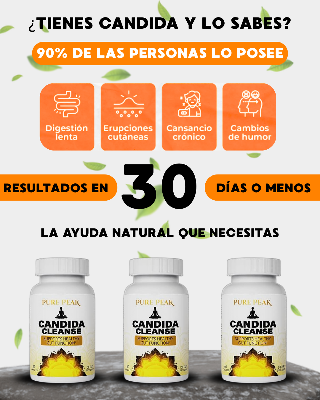 CÁNDIDA CLEANSE 60 CÁPSULAS – REDUCE HINCHAZÓN Y MEJORA LA DIGESTIÓN