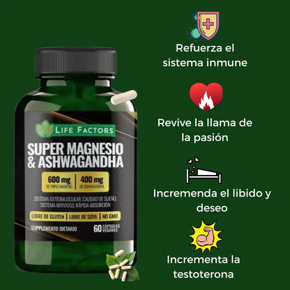 Super Magnesio & Ashwagandha – Complejo Mineral Y Herbal X 60 Cápsulas