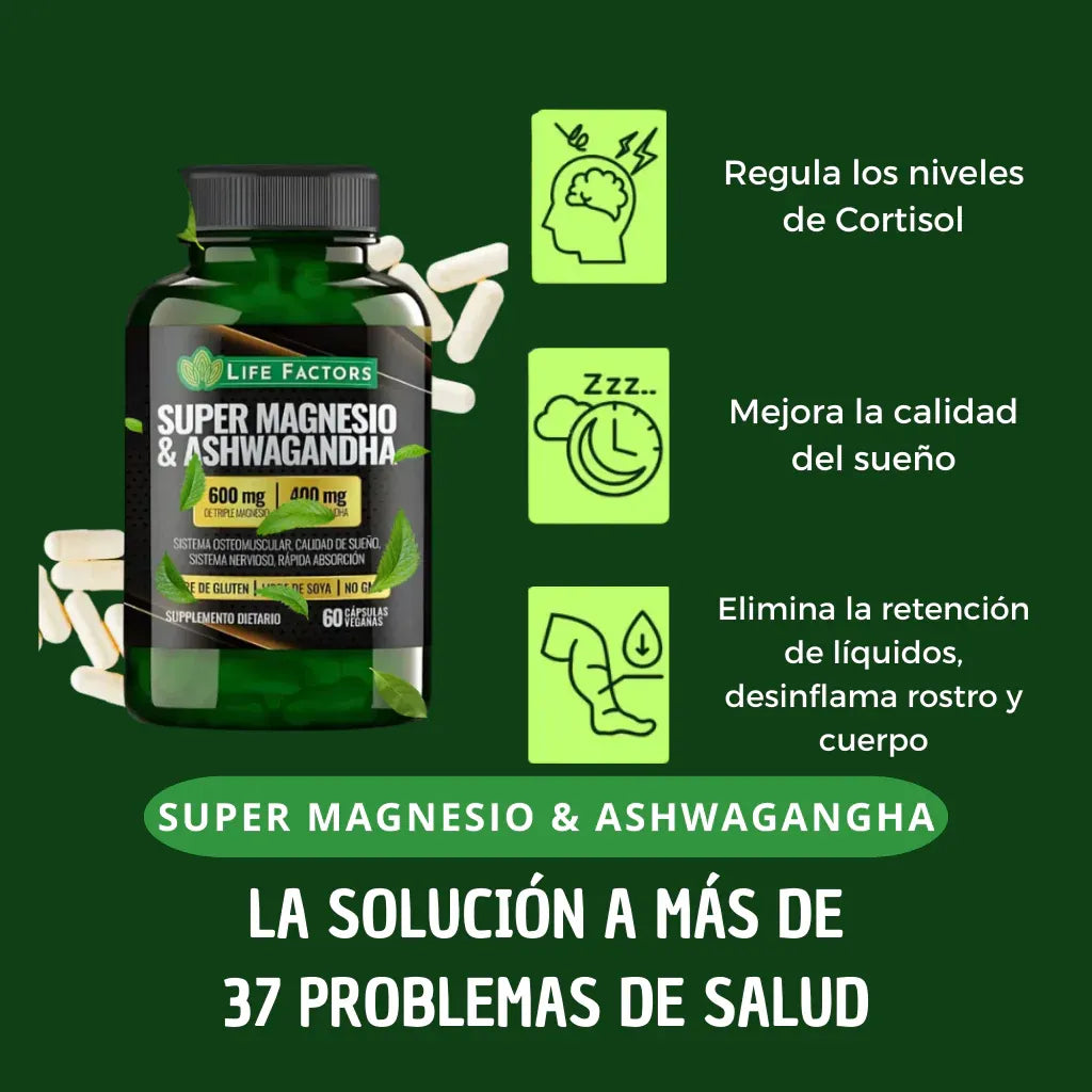 Super Magnesio & Ashwagandha – Complejo Mineral Y Herbal X 60 Cápsulas
