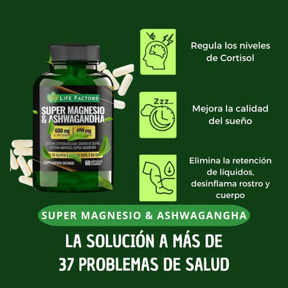 Super Magnesio & Ashwagandha – Complejo Mineral Y Herbal X 60 Cápsulas